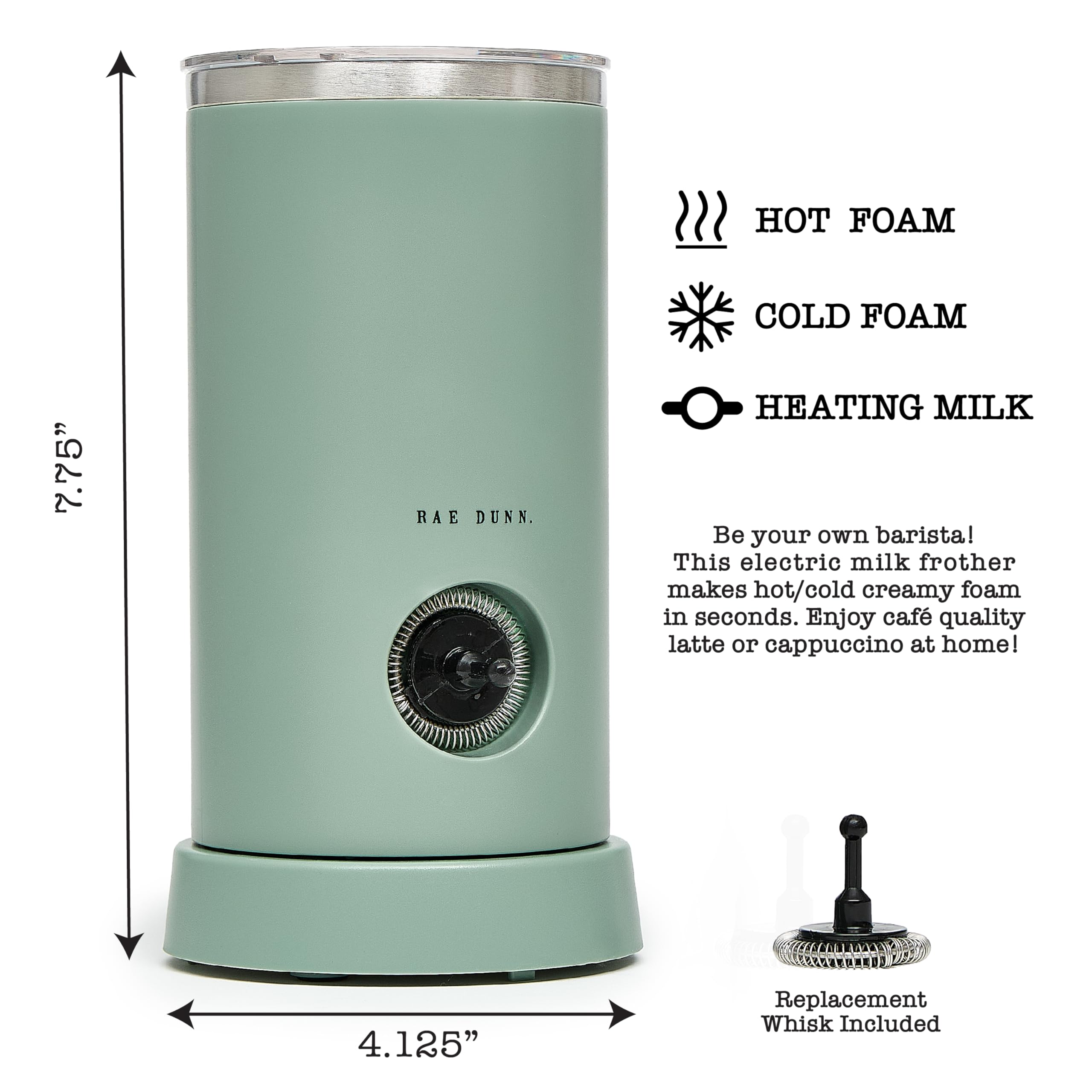 Rae Dunn one-button control makes frothing simple and safe