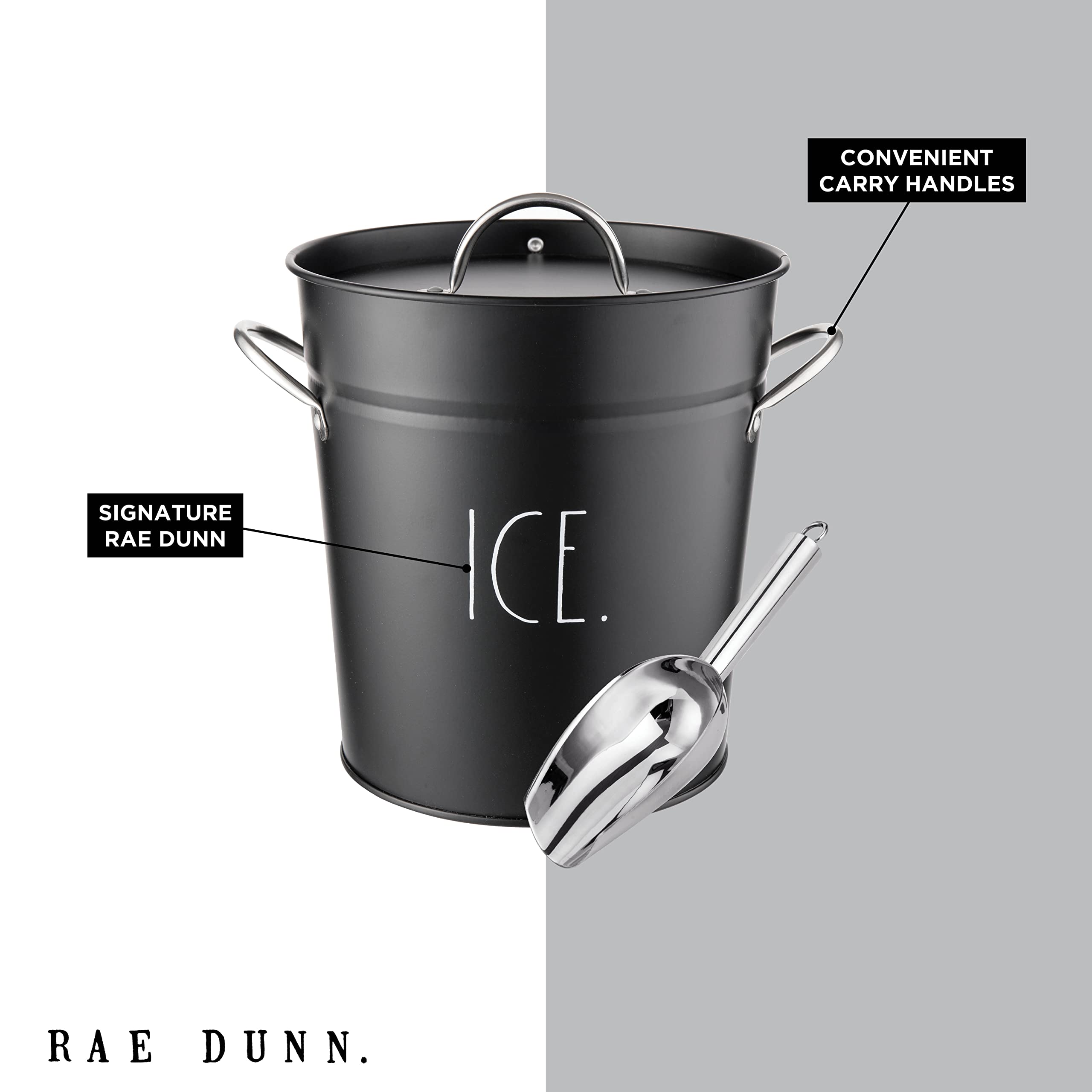 Rae Dunn stainless steel construction resists condensation on tabletops.