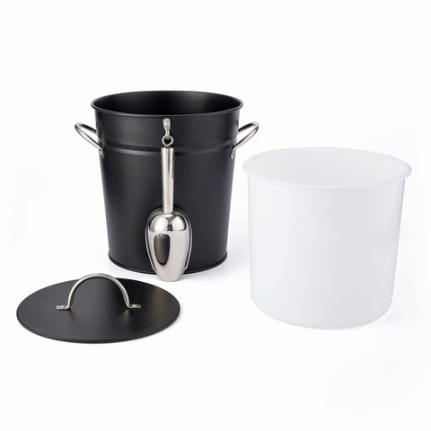 Rae Dunn ice bin keeps organized ice accessible for spontaneous gatherings.