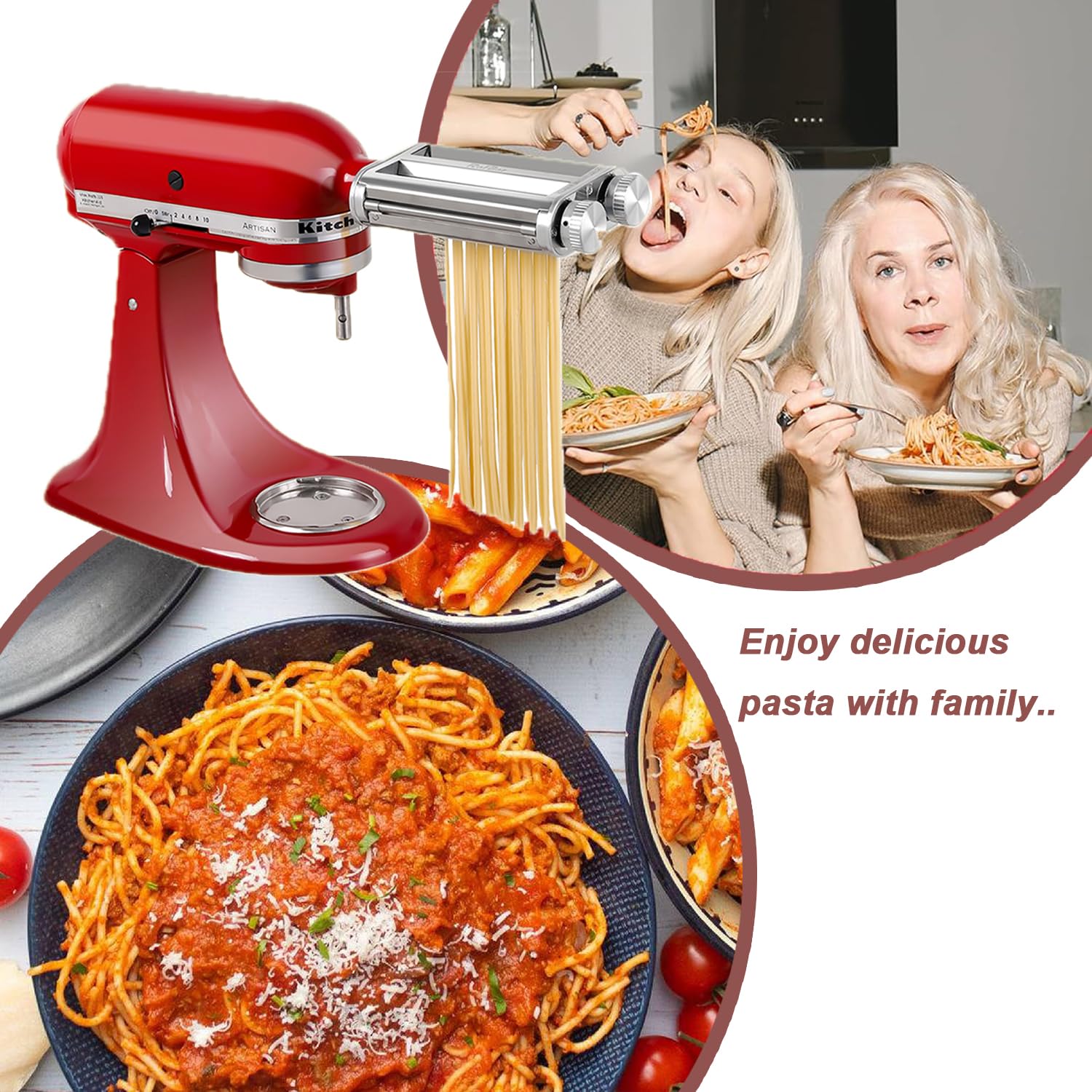 Compact attachment design fits most KitchenAid household mixers.