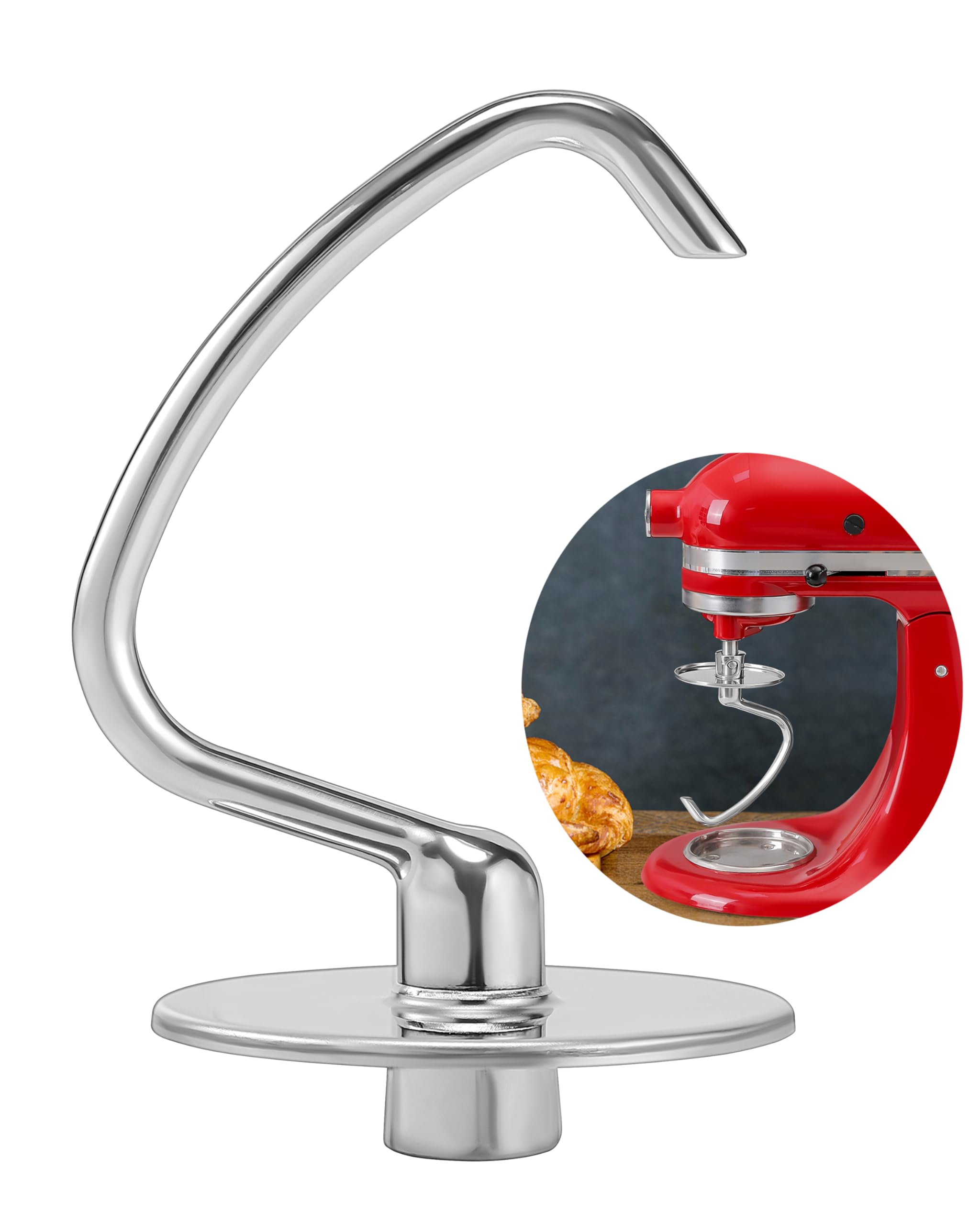 RAF BAR dough hook compatible with KitchenAid for versatile kneading across 4.5–5 quart bowls