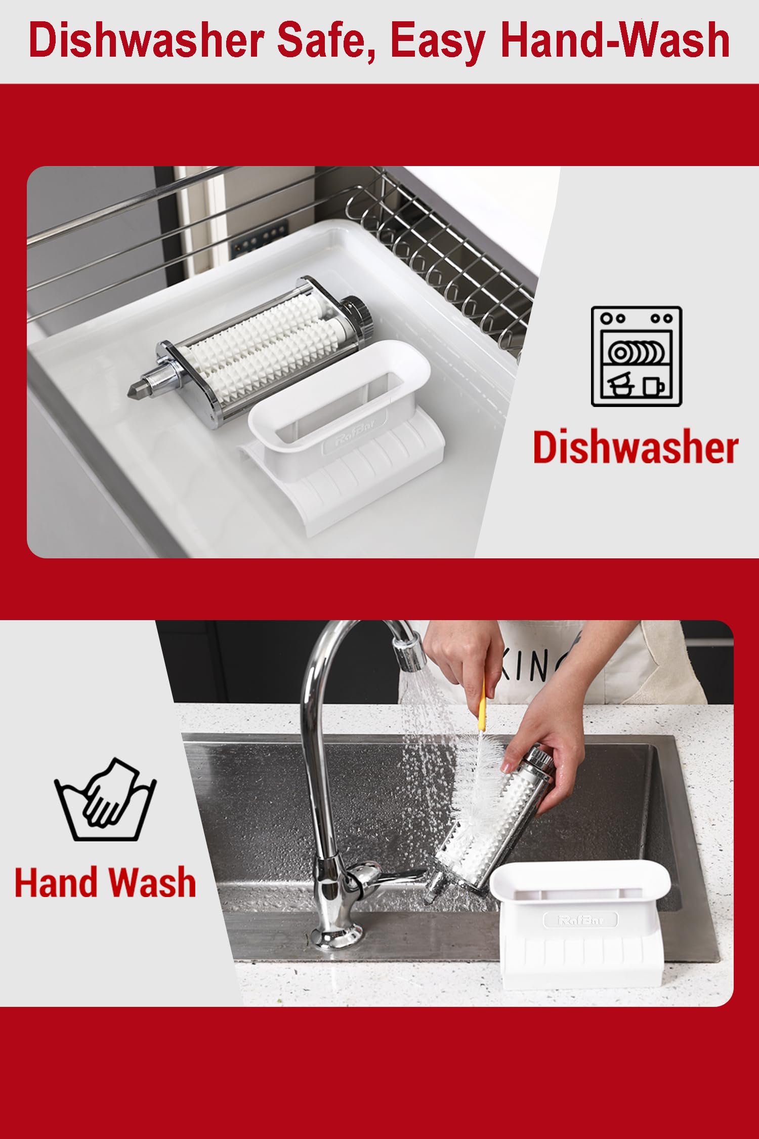 RAFBAR durable stainless steel construction resists wear for lasting kitchen use.