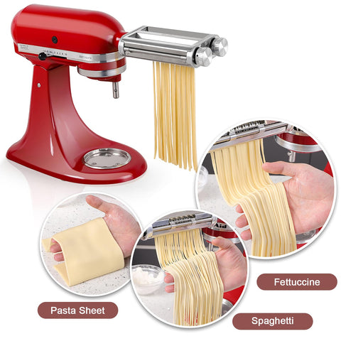 Fettuccine cutter blade producing classic wide noodles with even thickness.