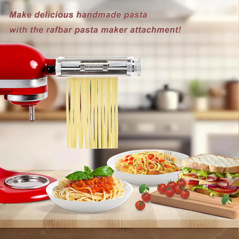 RAF BAR fettuccine cutter blade forming wide ribbons ideal for creamy sauces.