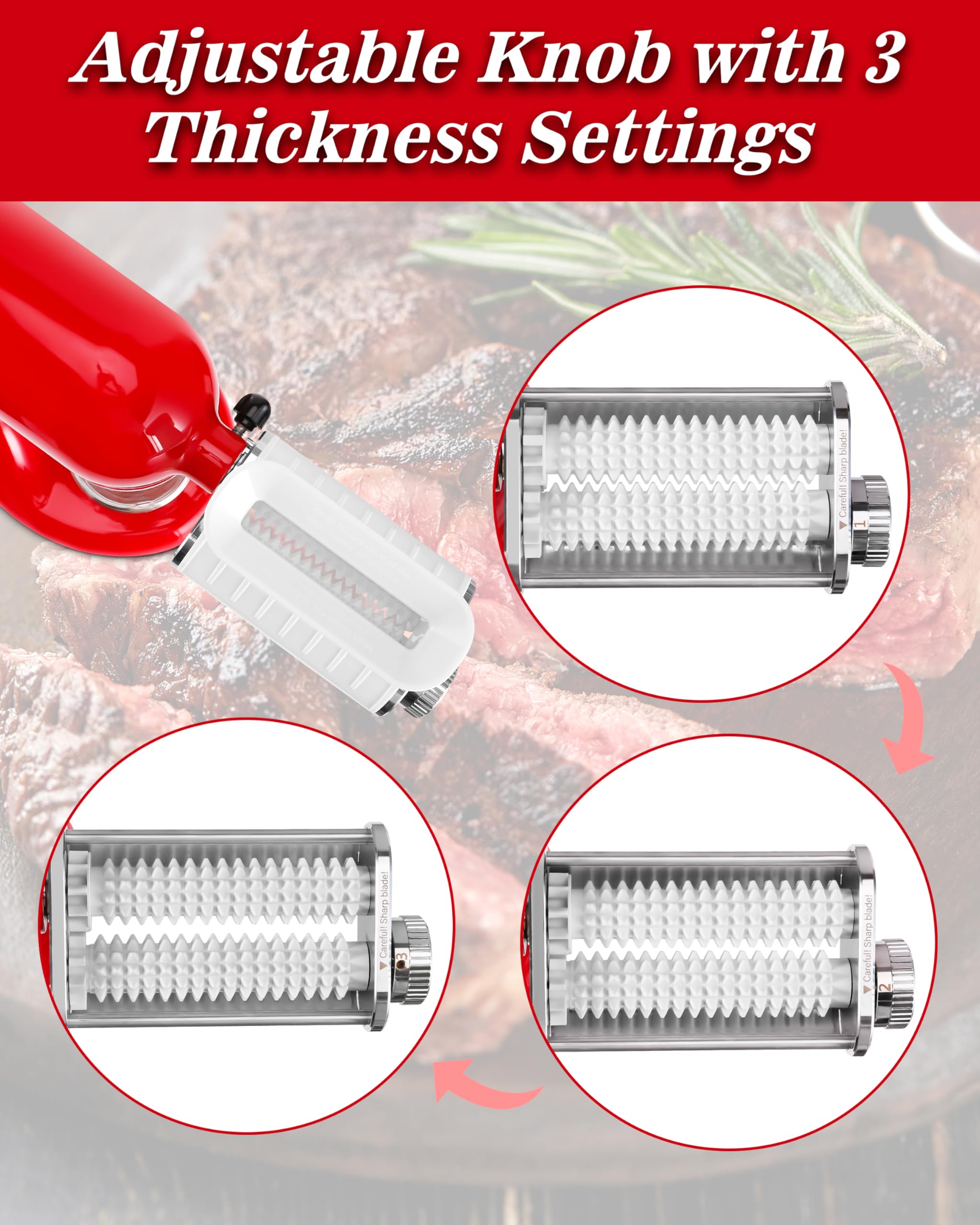 RAFBAR meat tenderizer attachment works with Cuisinart SM50 for consistent texture.