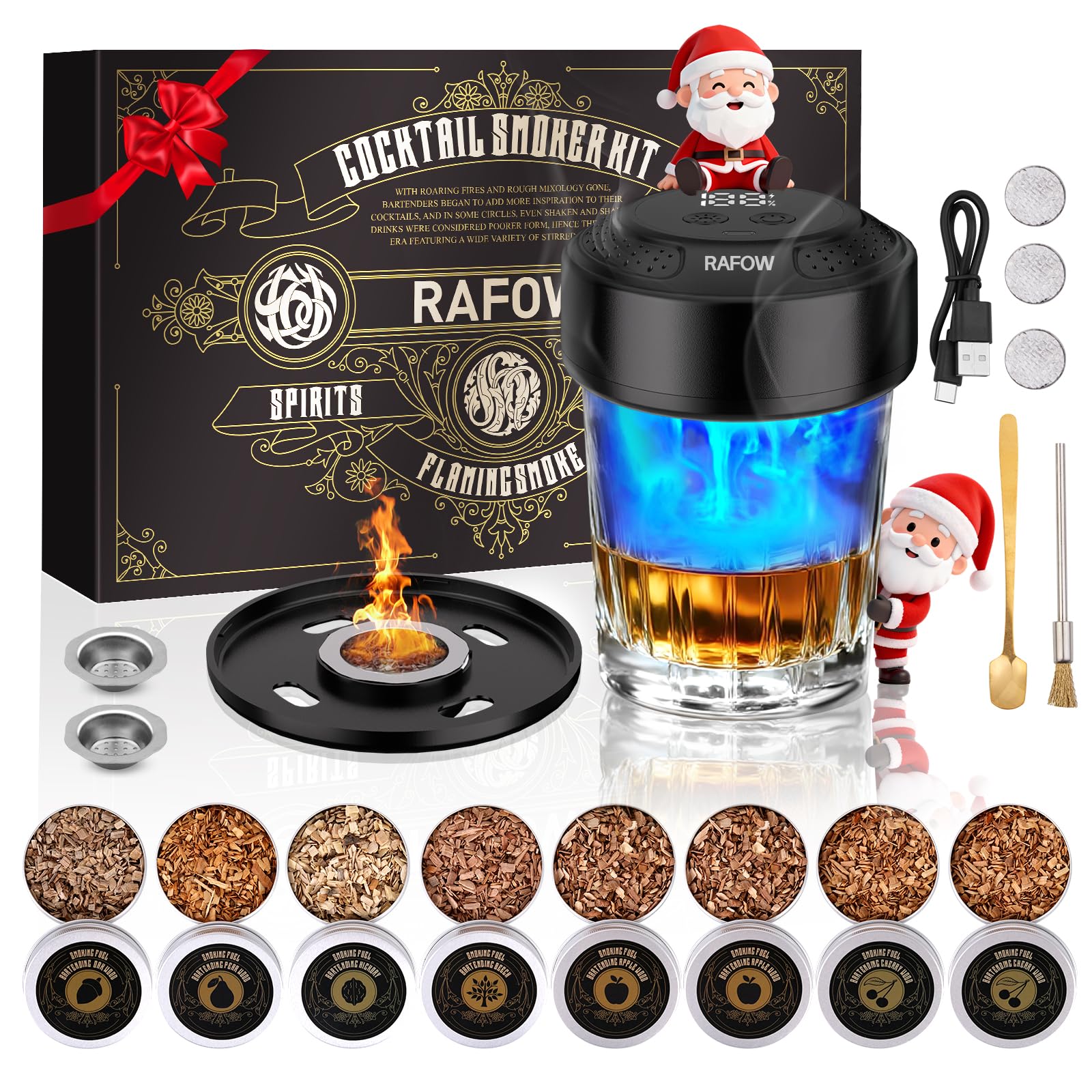 Rafow whiskey smoker kit electric ambient light on bar enhances aroma and ambiance