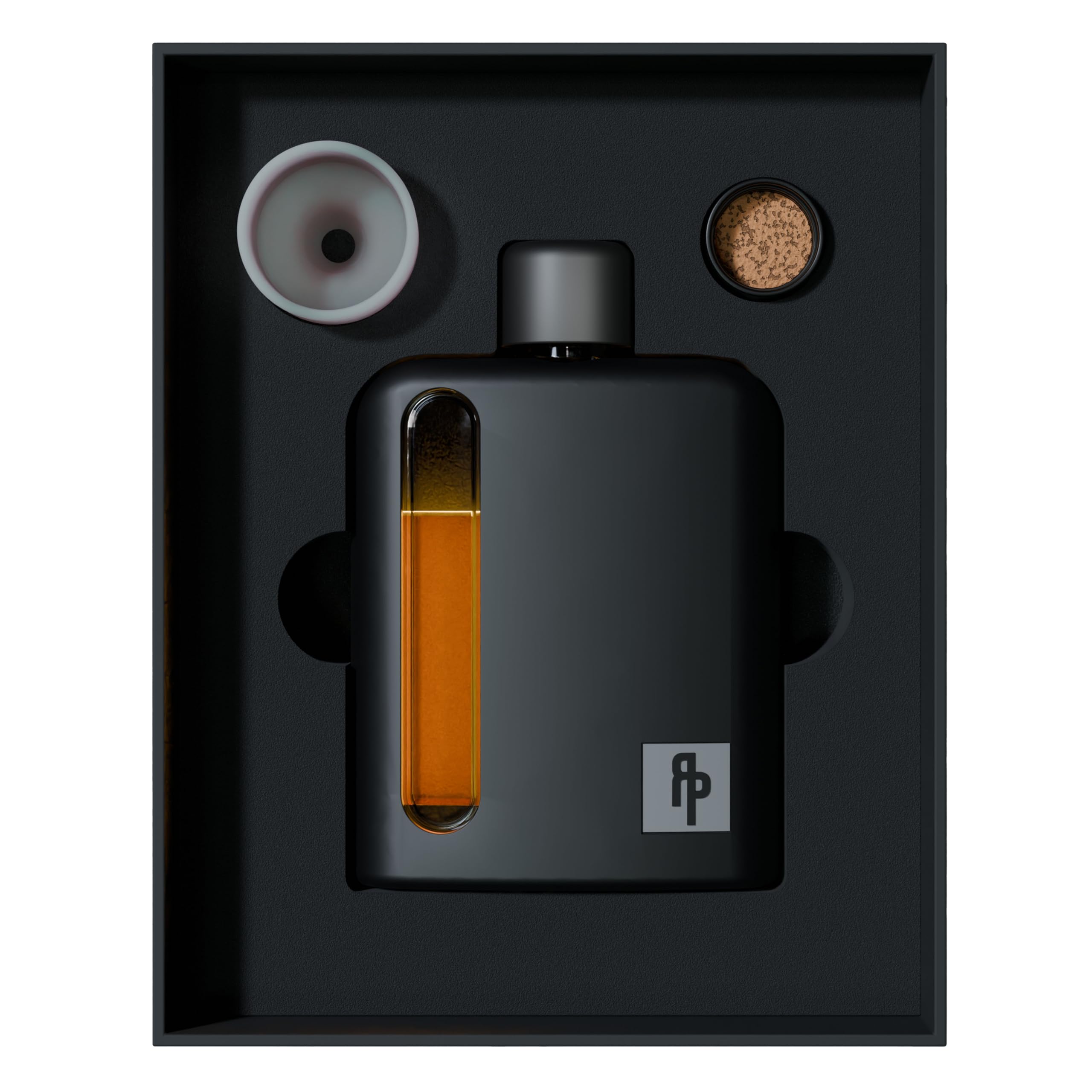 Ragproper glass flask with silicone sleeve for a secure on-the-go grip.