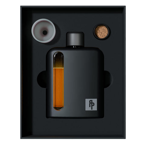 Ragproper glass flask with silicone sleeve for a secure on-the-go grip.