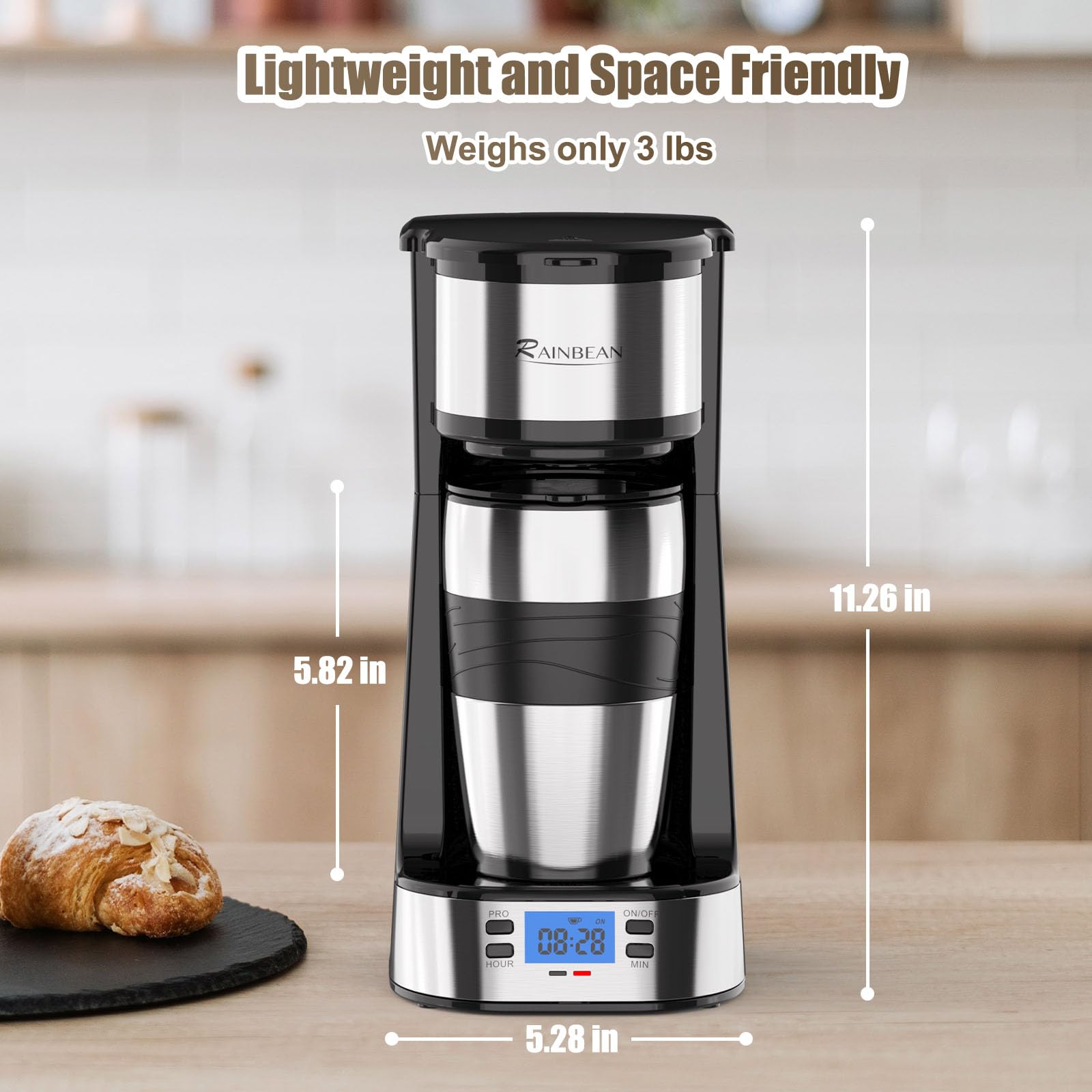 RainBean auto-start/stop feature brews coffee when you need it.