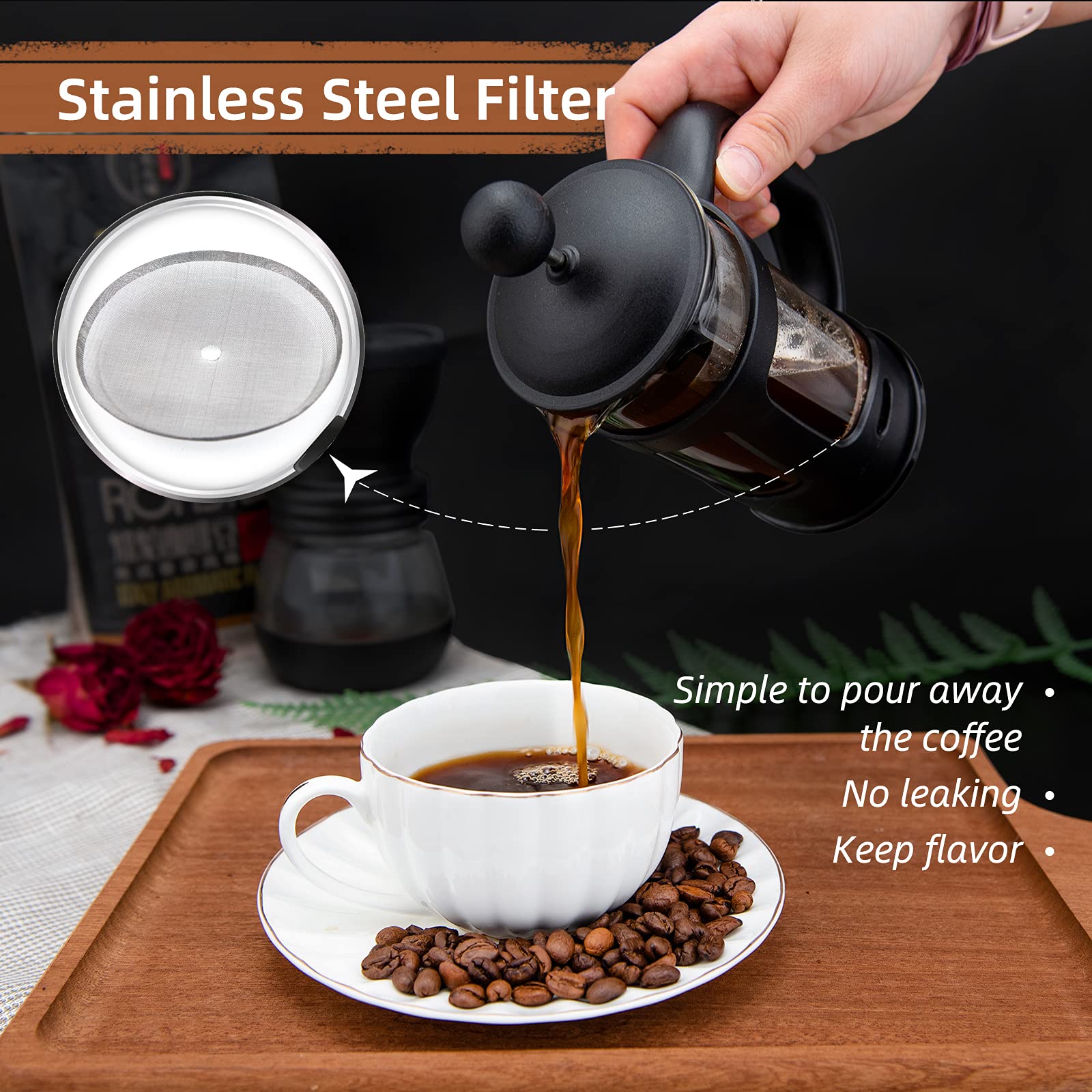 RAINBEAN Mini French Press BPA-free materials ensure safe daily use.