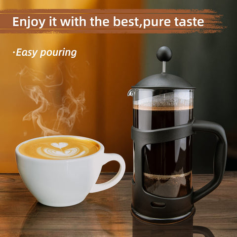RAINBEAN Mini French Press on kitchen-counter saves space in small kitchens.