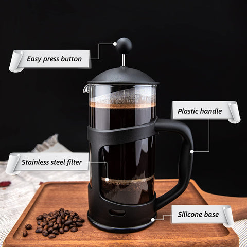 RAINBEAN Mini French Press stainless-steel-filter highlights clean, full-bodied flavor.