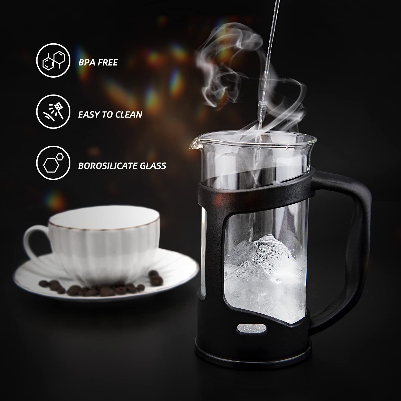RAINBEAN Mini French Press travel-ready ideal for office or trips.