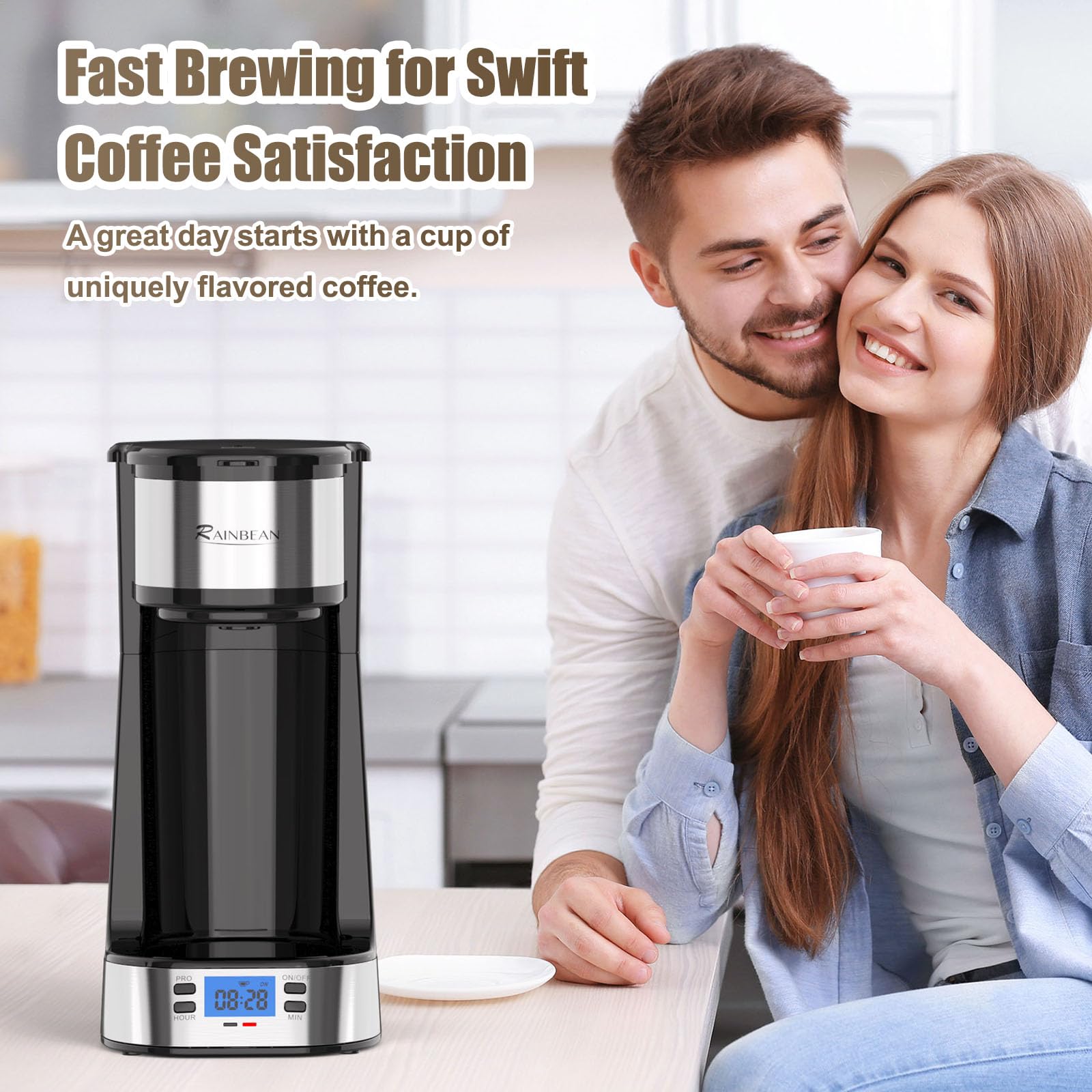RainBean permanent filter for ground coffee delivers full-bodied flavor.