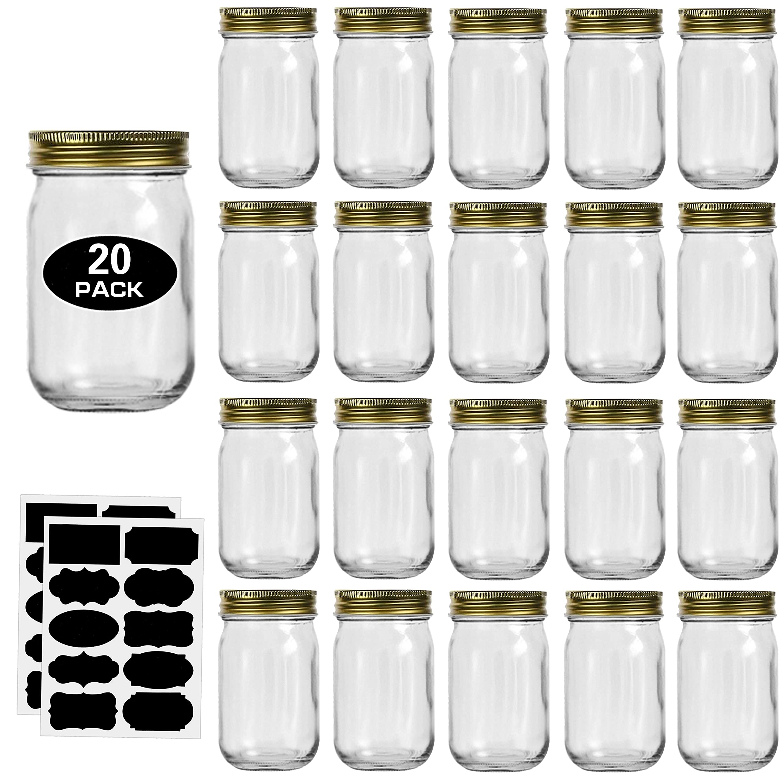 Rainforce 12oz glass jar with lid on for airtight storage and freshness.