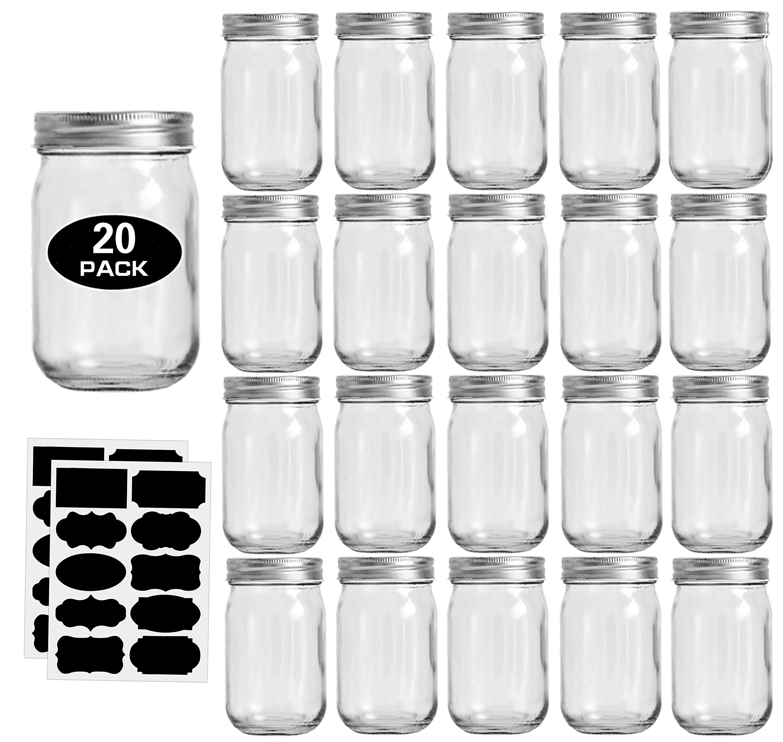 Rainforce 12oz regular-mouth mason jar front view showing crystal-clear glass for content visibility.