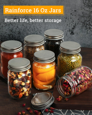 Rainforce jar crystal-clear glass showcases contents for easy meal planning.