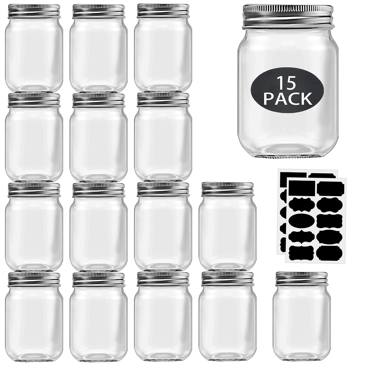 Rainforce 16 oz mason jar with regular-mouth lids for secure storage.