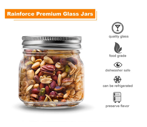 Rainforce 8 oz jar with 30 chalkboard labels for organized pantry storage.