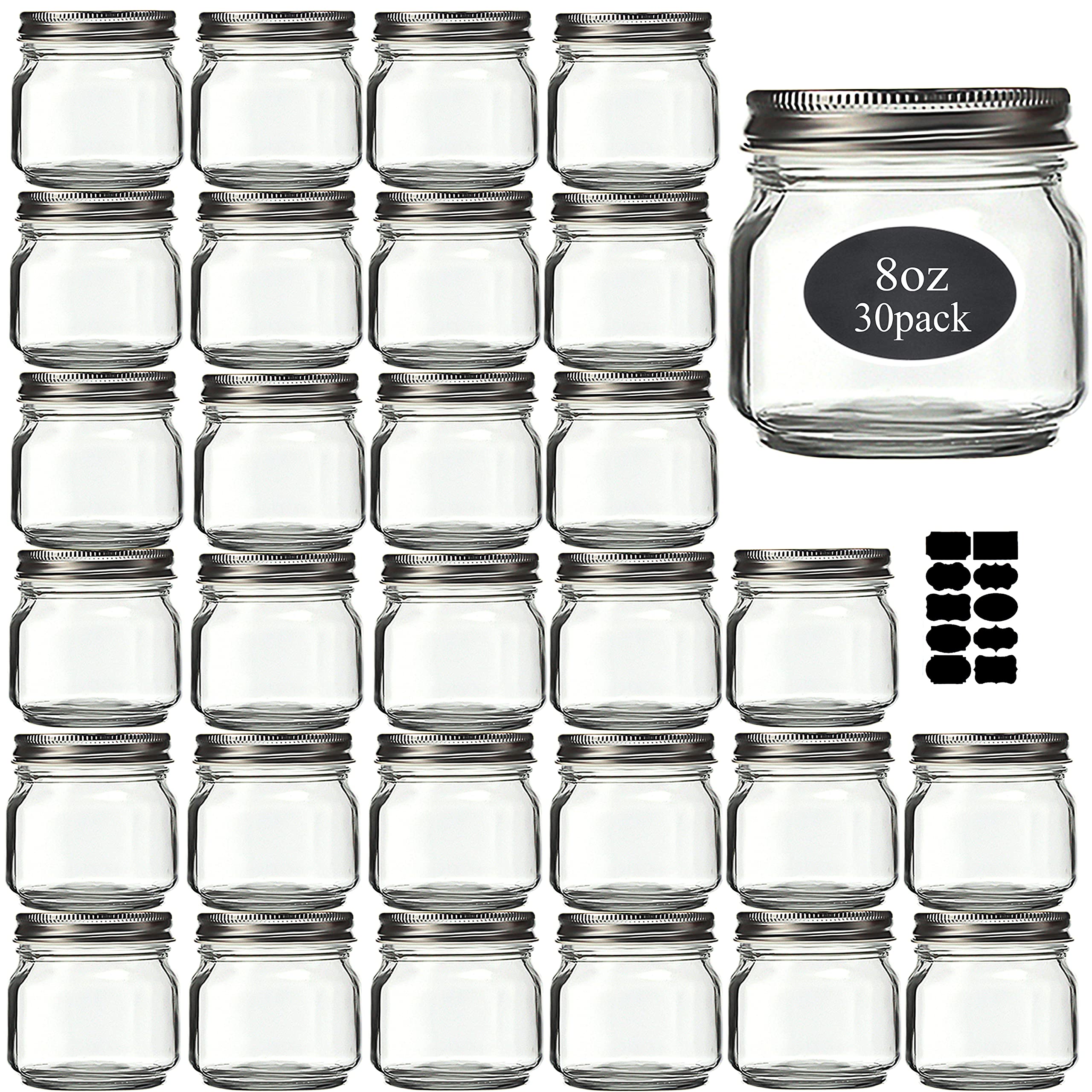 Rainforce 8 oz mason jar with silver lid featuring crystal-clear glass for jelly or jam storage.