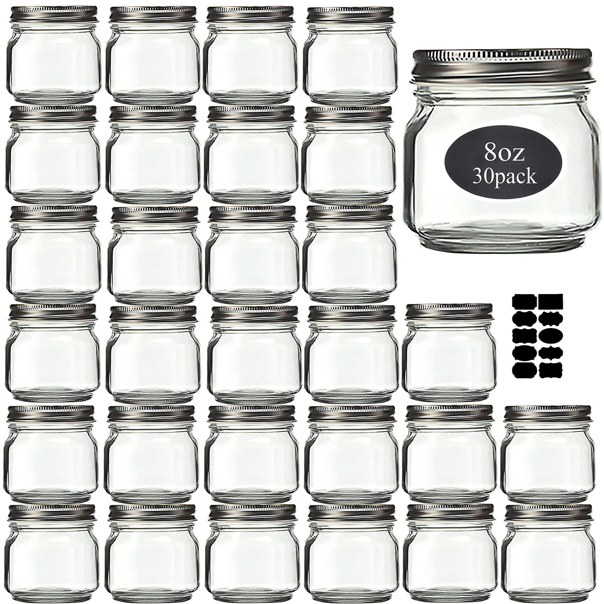 Rainforce 8 oz mason jar with silver lid featuring crystal-clear glass for jelly or jam storage.