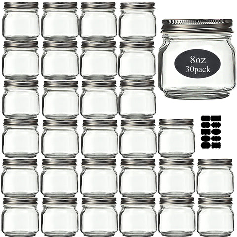 Rainforce 8 oz mason jar with silver lid featuring crystal-clear glass for jelly or jam storage.