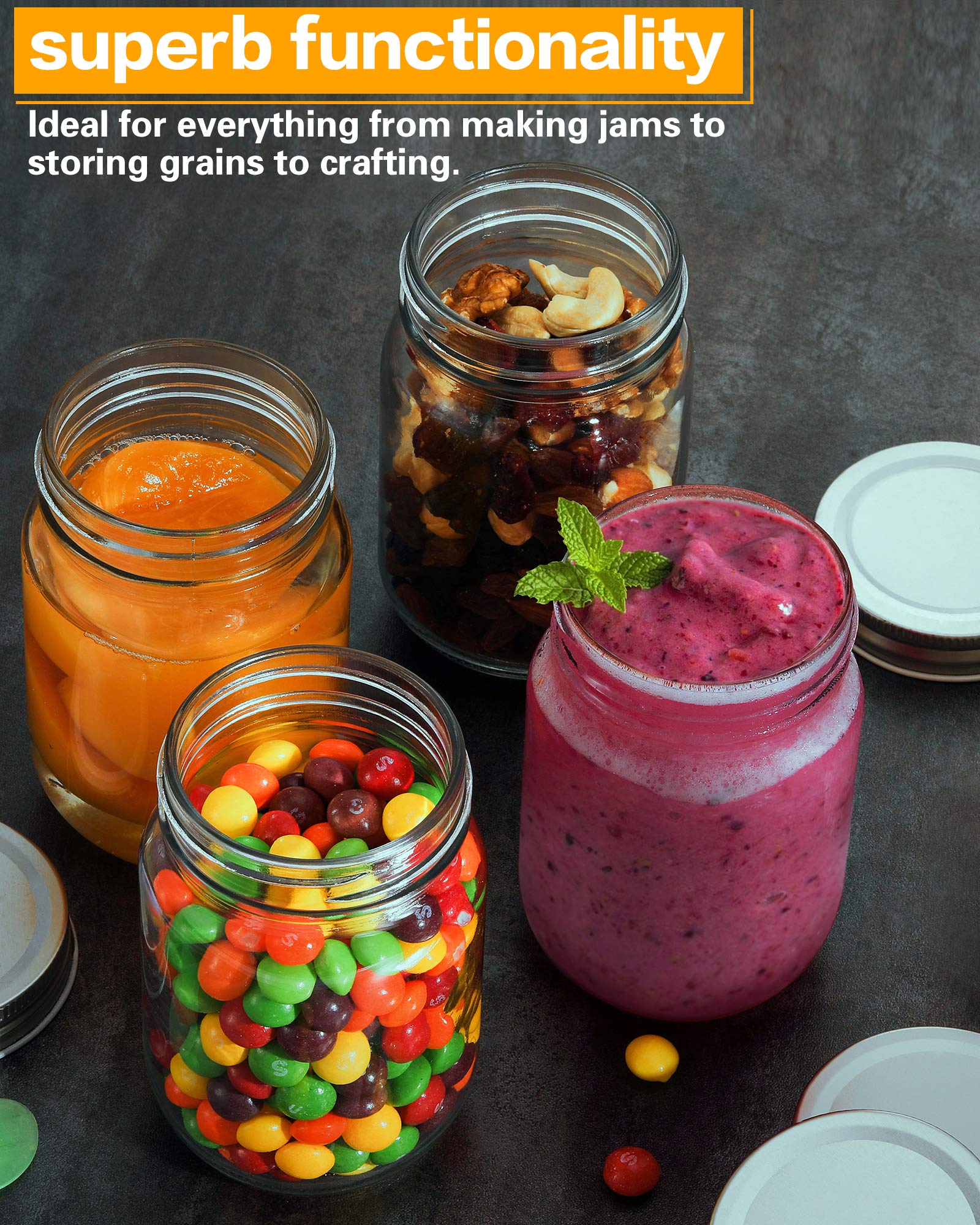 Rainforce clear 12oz mason jar ideal for canning and transparent storage.