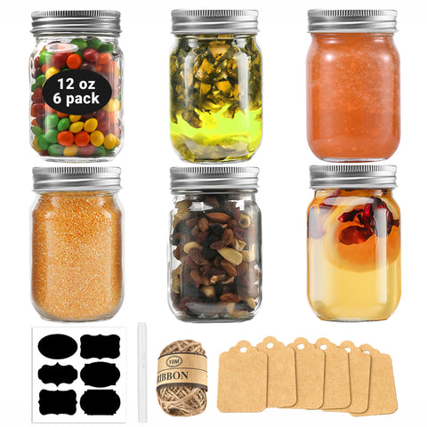 Rainforce 12oz mason jar in clear glass for visibility and storage.