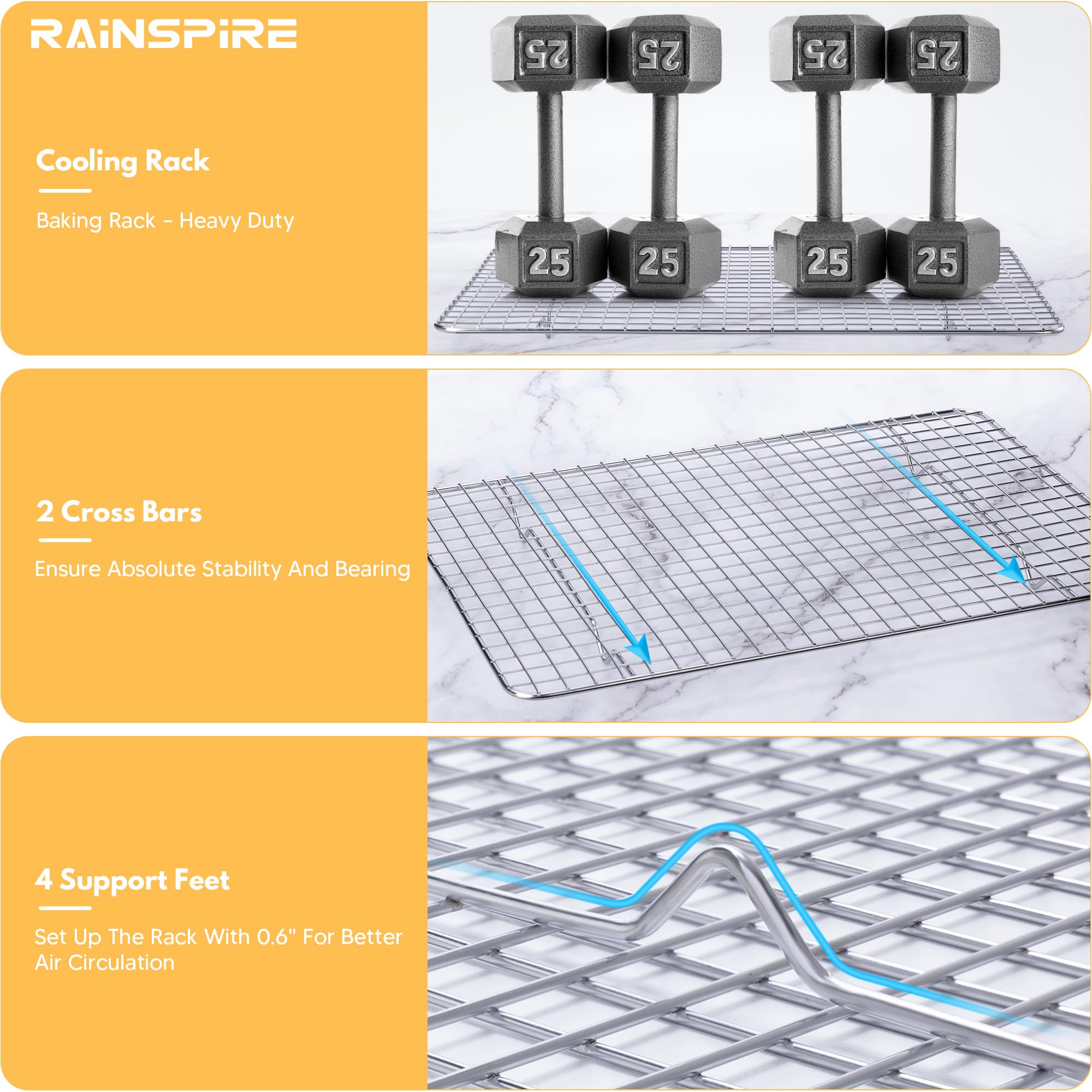 Rainspire oven-safe and dishwasher-safe rack for versatile kitchen tasks