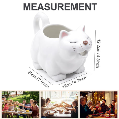 RAISLY cat gravy boat shown as dishwasher-safe for easy cleaning.