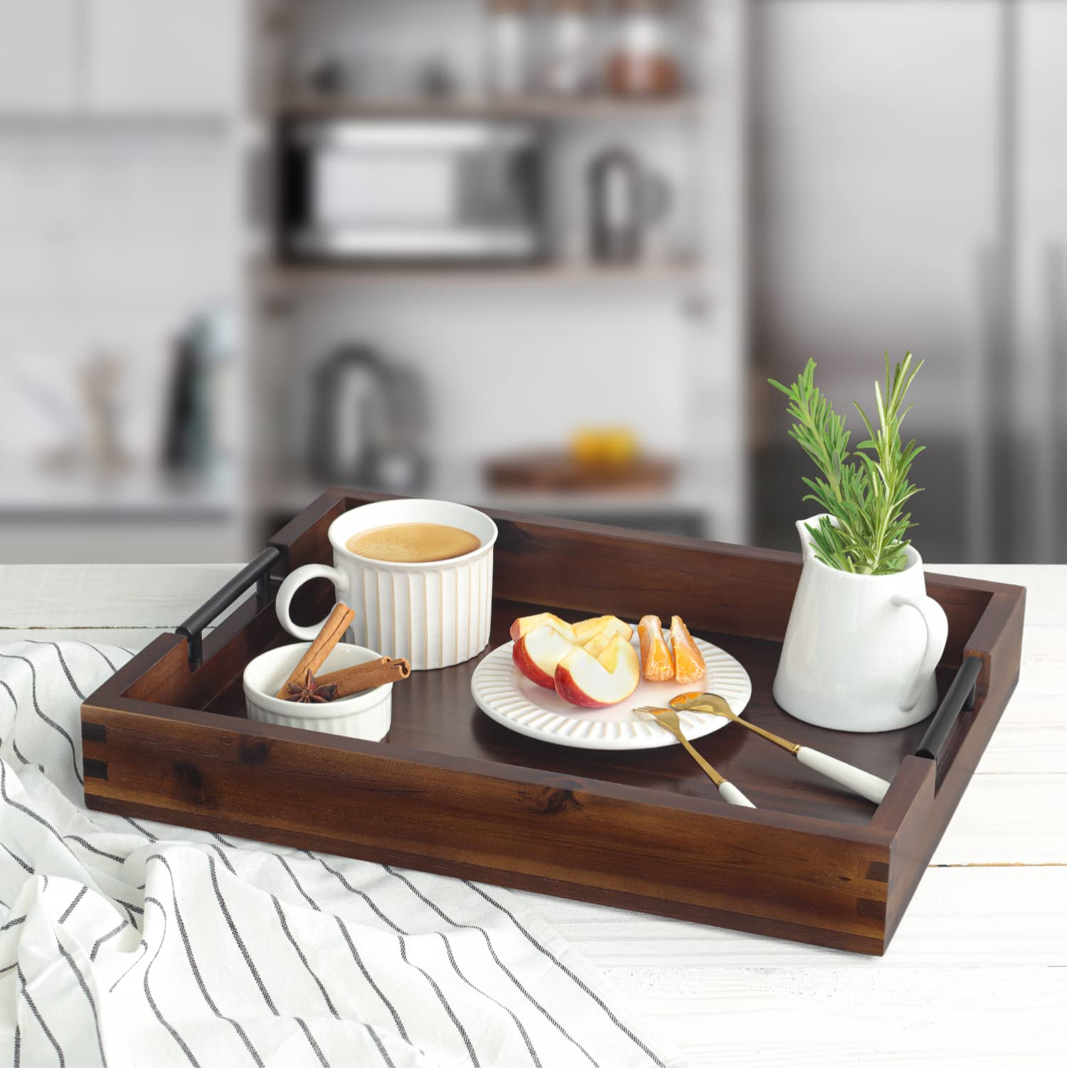 RAKYTO rustic serving tray for tea time and drinks