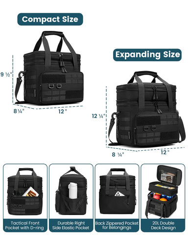 RalChyez Tactical Lunch Box open to show double decks for hot and cold separation.