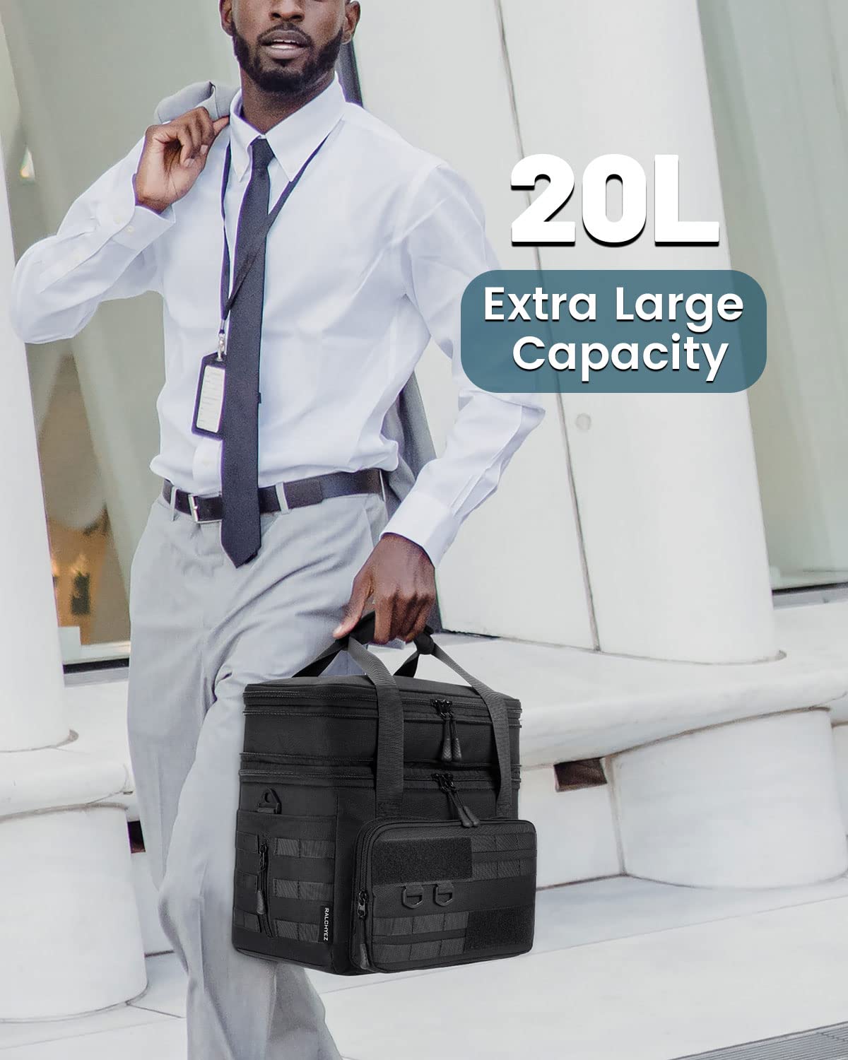 RalChyez Lunch Box side pocket view highlighting tissue container for clean, handy tissues.