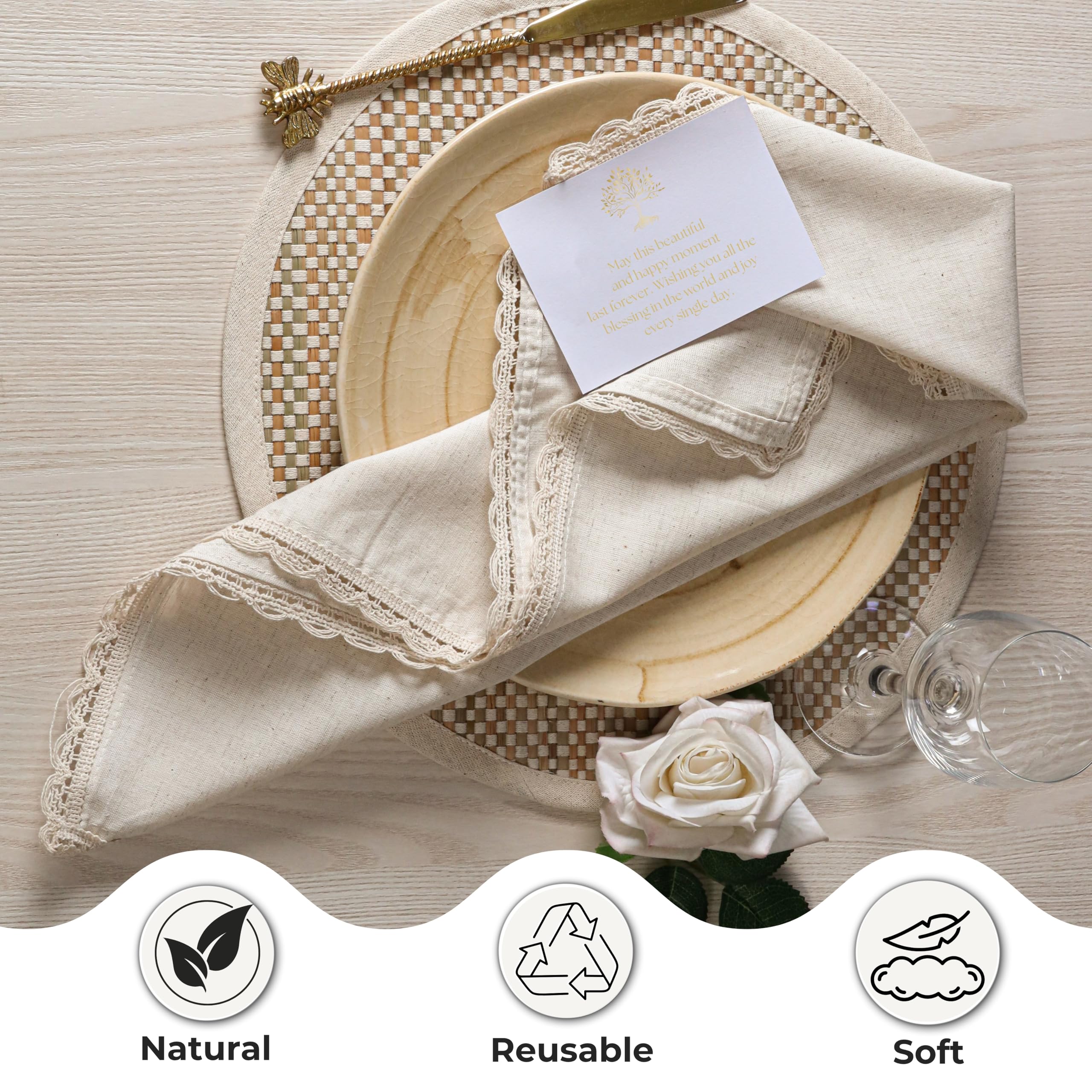 Ramanta Home cotton flax fabric napkins emphasize absorbent performance and natural texture