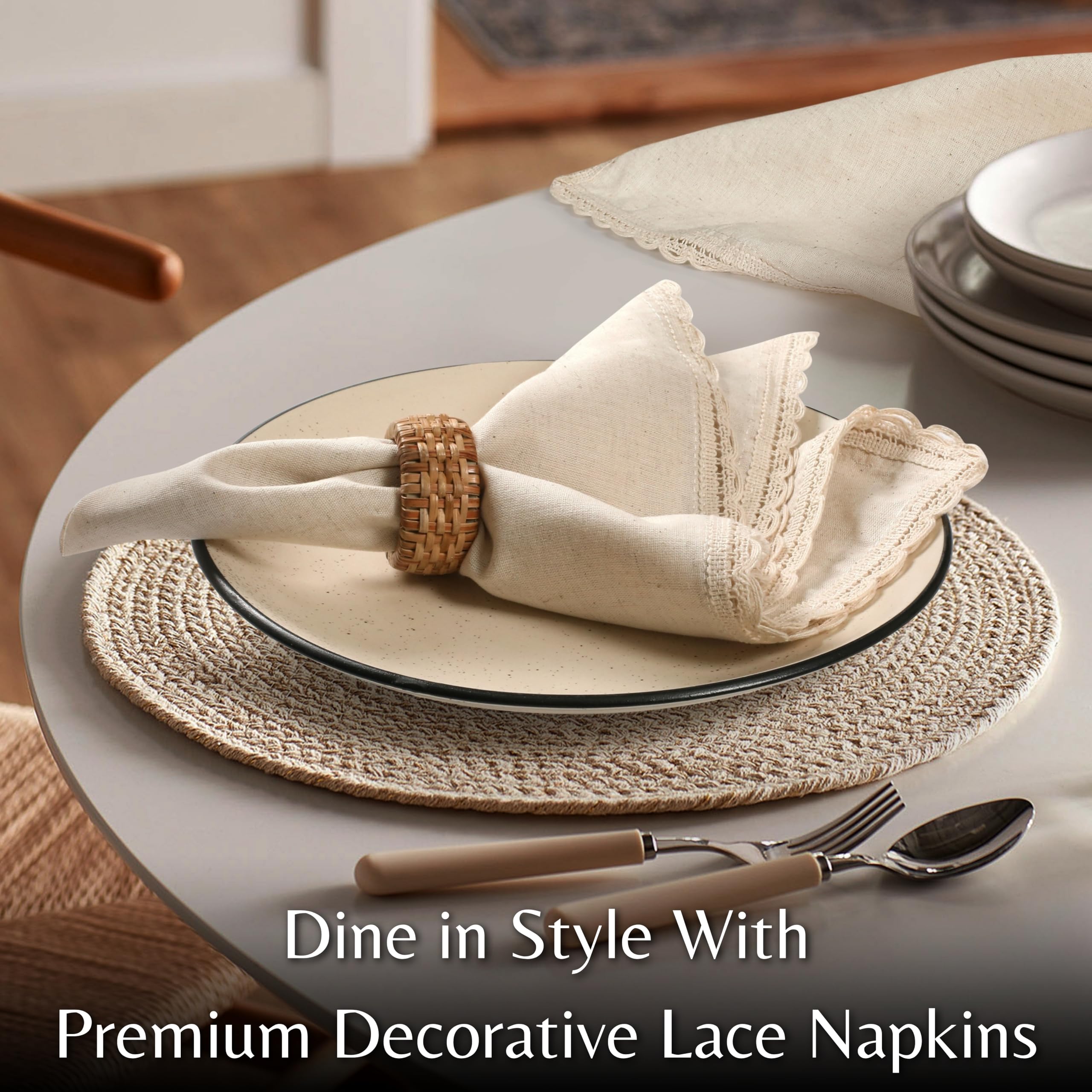 Ramanta Home napkins set12 folded on table for an elegant casual setup