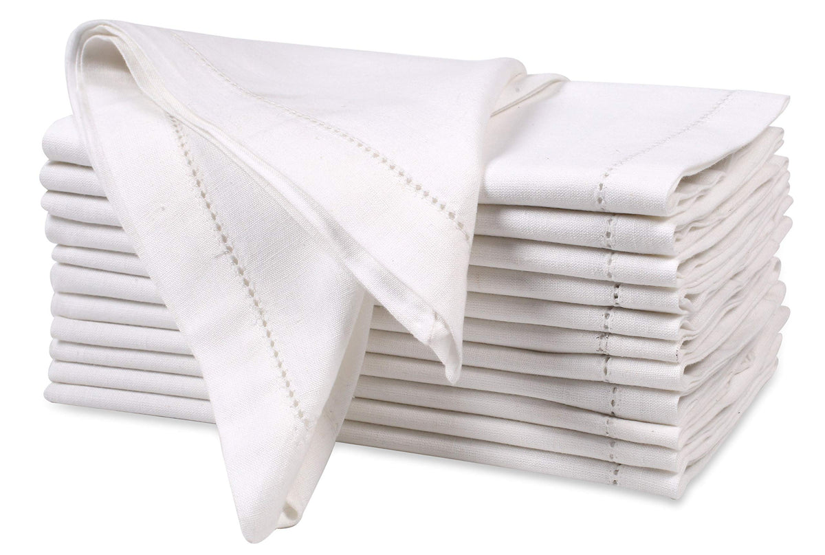 Ramanta Home hemstitched napkins closeup showing refined texture and finish.