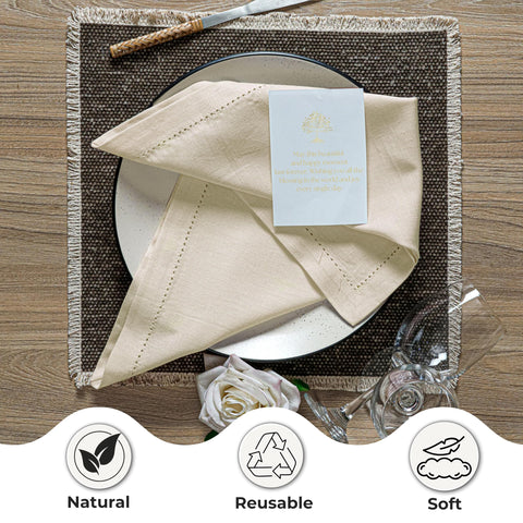 Machine washable Ramanta Home napkins for easy care.