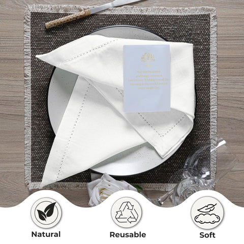 Ramanta Home hemstitched napkins elevating wedding or cocktail settings.