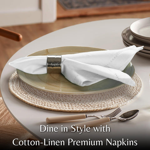 Ramanta Home white flax-cotton napkins provide clean, versatile styling.