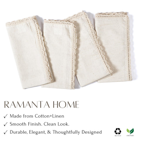 Ramanta Home napkins beside plates show easy folding for stylish presentations