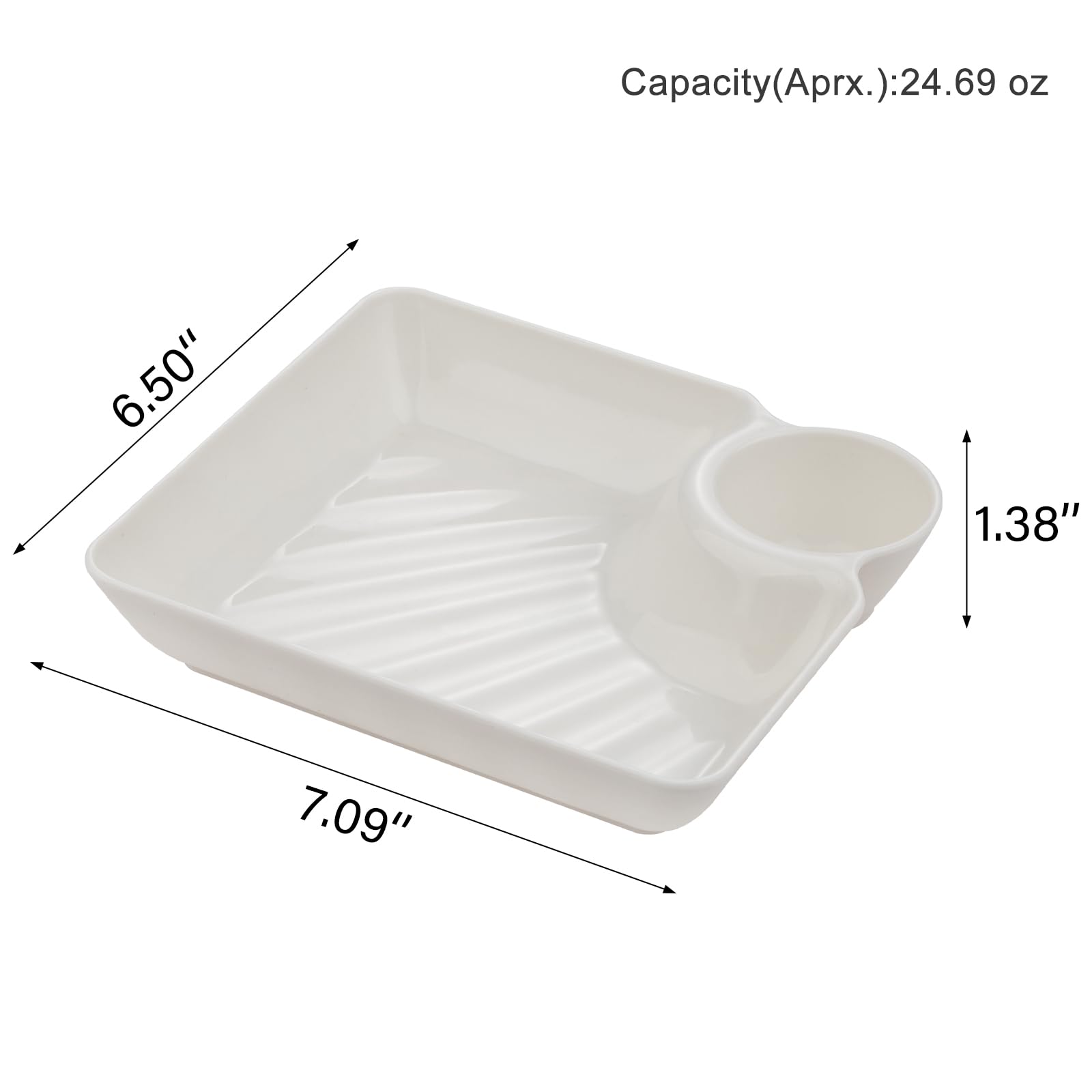 RAMFIYN white chip and dip bowl with convenient sauce compartment