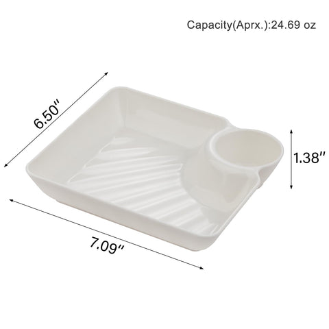 RAMFIYN white chip and dip bowl with convenient sauce compartment