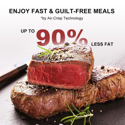 RAMJOY Air Fryer dehydration feature, creates snack chips at low heat.