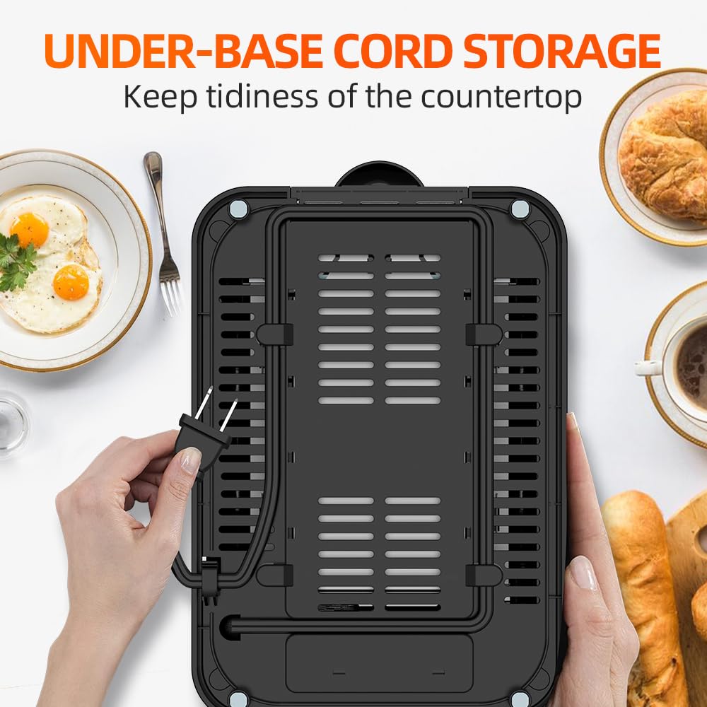 RAMJOY Black Toaster non-slip base keeps the unit steady during use.