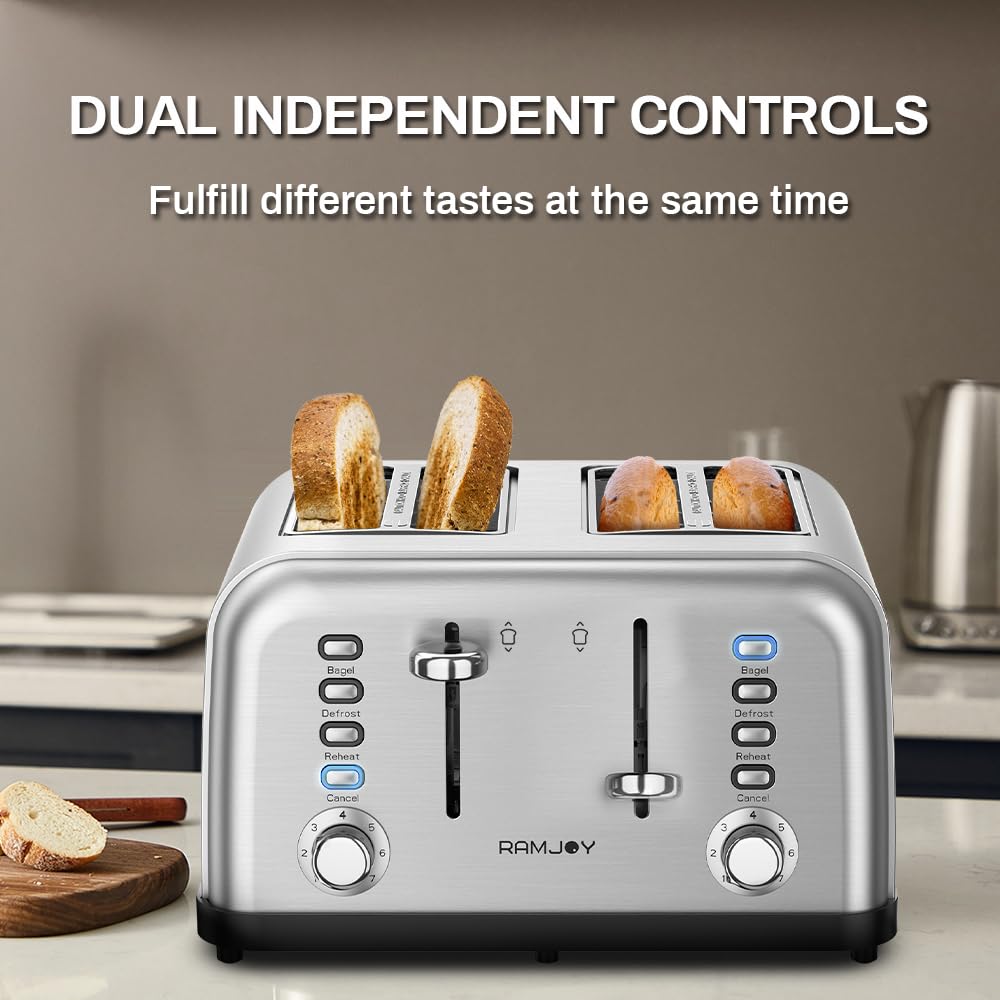 RAMJOY Toaster dual independent controls on top for customizing toasts