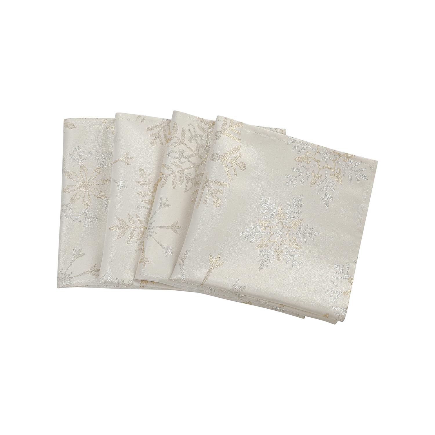Randall Christmas Snowflake Napkins close-up of metallic jacquard texture for festive tables.