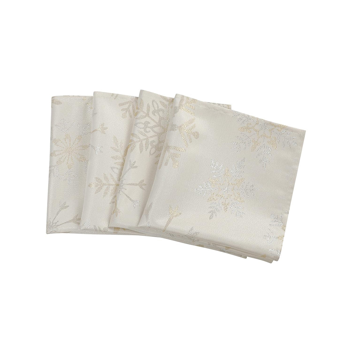 Randall Christmas Snowflake Napkins close-up of metallic jacquard texture for festive tables.