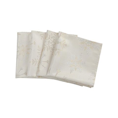 Randall Christmas Snowflake Napkins close-up of metallic jacquard texture for festive tables.