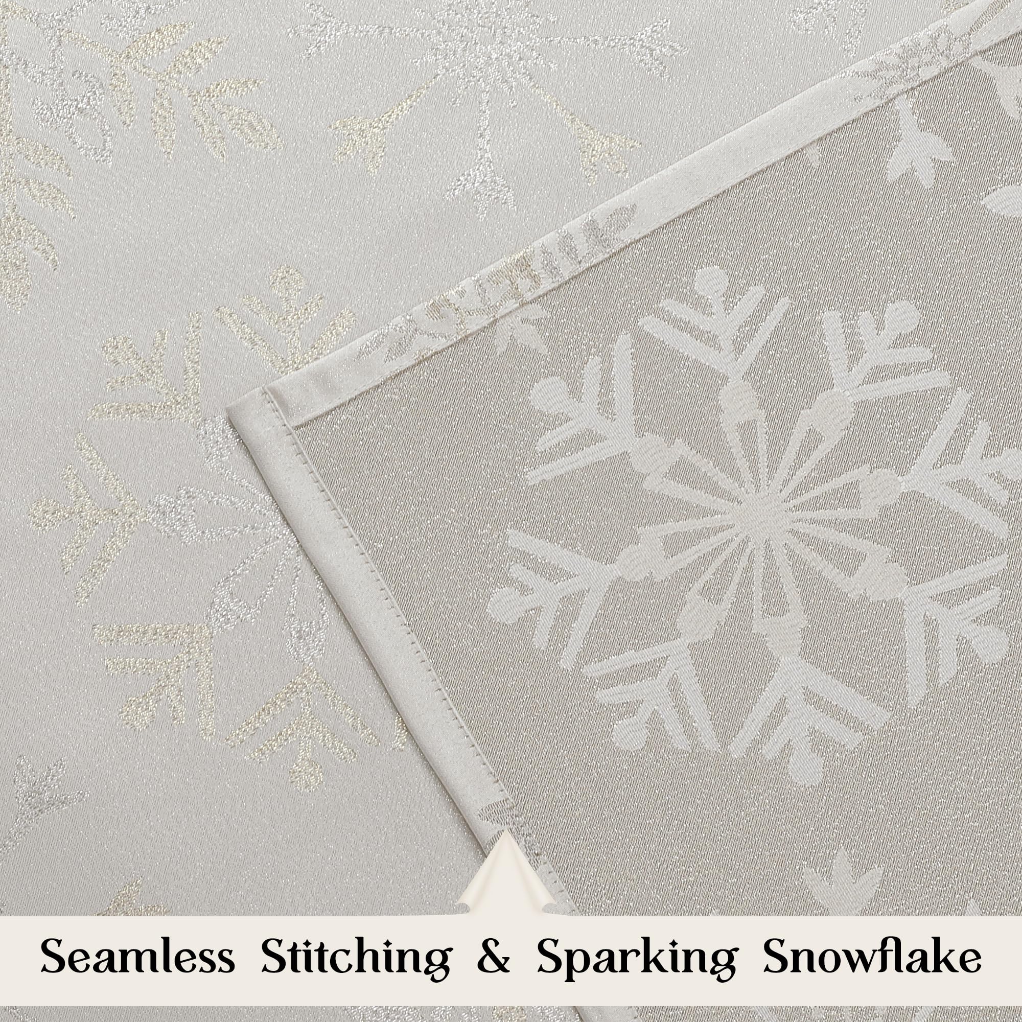 Randall dining table decor with holiday snowflake napkins displayed for guests.