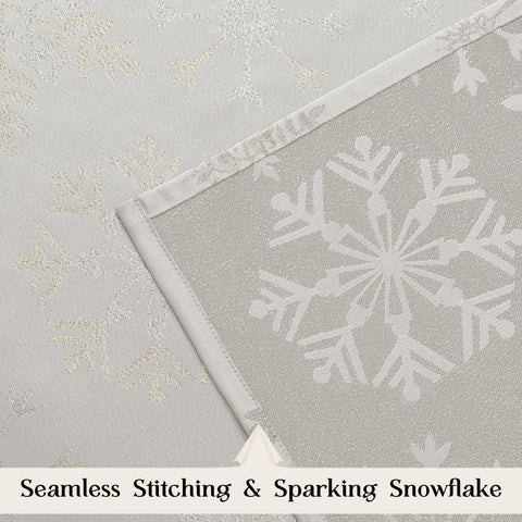 Randall dining table decor with holiday snowflake napkins displayed for guests.